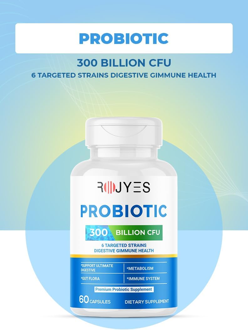 Probiotic 300 Billion CFU Supplement, Probiotics for Gut Health and Digestive Balance, Immune Support, Bloating and Digestion Support, Daily Digestive Health Supplement, 60 Capsules – image 2