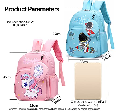 HYGEIAN Toddler Backpack Cute Cartoon Schoolbag Lightweight Bookbags Daypack School Backpack with Adujustable Strap Small Preschool School Bag with Coin Pocket for Girls Boys (Pink), One Size