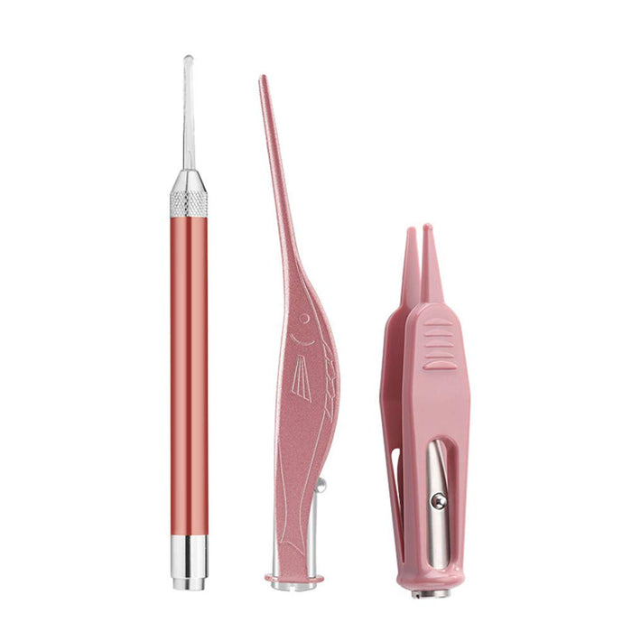 ametoys LED Light Ear Pick Ear Wax Removal Nose Clean Clip Baby Adults Ear Nose Clean Tweezers Remover Set