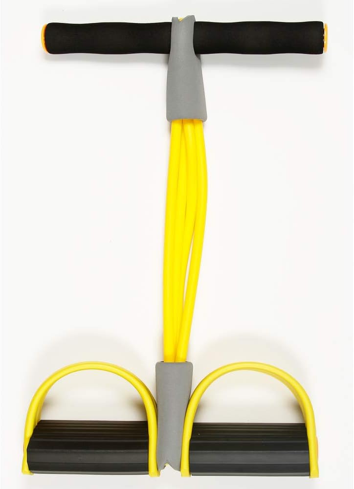 Abdominal Fitness Rally Pedal Puller Sit-up Trainer, Latex Pull Rope Equipment Exerciser Sports Four-Leg (Yellow)