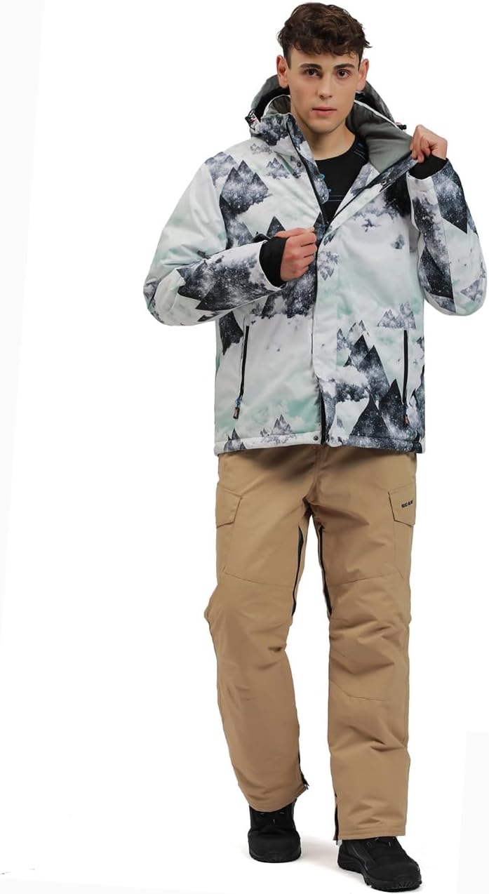 HOTIAN Men's Ski Jacket and Pants Set Snowboard Suit Waterproof SOutdoor Winter Snow Jackets Windproof Mountain Snowsuit