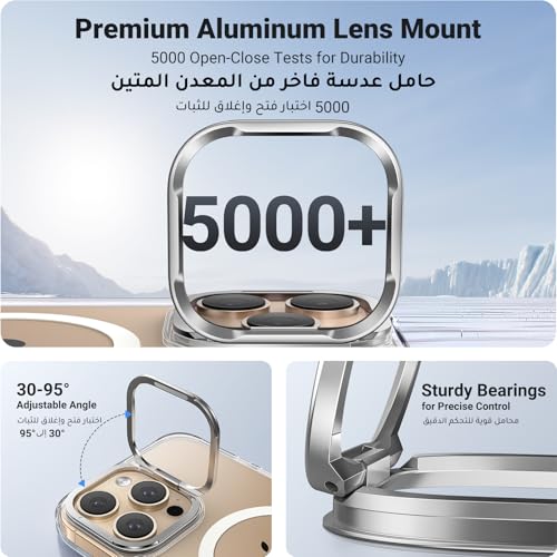 UGREEN iPhone 16 Pro Max Case MagSafe (MagU), Innovative Camera Lens Stand, MIL-Grade Protection, Anti-Scratch Clear Cover with Kickstand, Slim Thin Phone Case for iPhone 16 Pro Max 6.9" Accessories