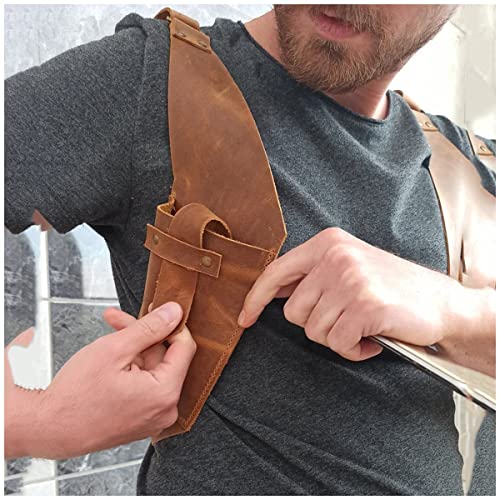 Hidden Underarm Shoulder Bag Medieval Retro Men's Underarm Anti-Theft Wallet PU Leather Adjustable Straps Underarm Double Shoulder Bag Outdoor Cell Phone Holster Bag,Black