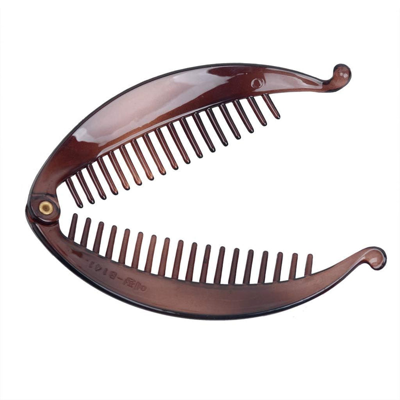 WANGCL 2Pcs Big Banana Hair Clips Clincher Rounded Edges Hair Comb Claws Hair Comb Fish Shape Grips Clamp Hair Accessories for Women Girls-Brown