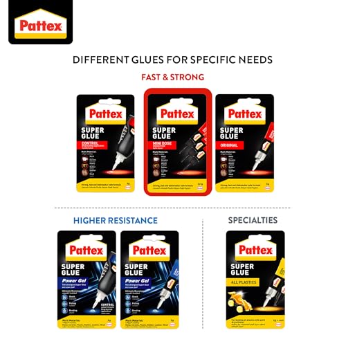 Pattex Super Glue Mini Dose, Strong All Purpose Adhesive For Repairs , Easy To Use Instant Super Glue, 3X1G