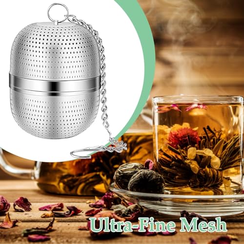 IKEEP Tea Infuser for Loose Tea, Stainless Steel Tea Ball Infuser with Chain, Tea Ball Strainers Mesh Tea Infuser for Loose Leaf Tea, Herbal Tea, Mugs Teapots