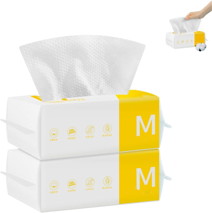 NALACAL Face Clean Towels, Disposable Biodegradable Soft Dry Wipes for Sensitive Skin, Lint Free Facial Tissue for Cleansing, Skincare and Makeup Remover, Dry Wipes (2Pack)