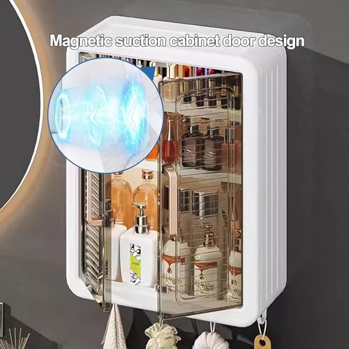 HIKKY Bathroom Storage Cabinet,Wall Mounted Bathroom Cabinet Storage Shelf,Double Door Medicine Cabinet, Space Saving Bathroom Wall Cabinet,Utility Cabinet Organizers Bathroom Storage Cupboards