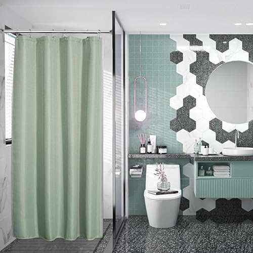 Shower Curtain Waffle Weave Shower Curtain Water Repellent Heavy Duty Shower Curtain Liner for Bathroom Spa Hotel Shower Showroom bathtubs 71x71 Inch Inner (Sage Green, 180 x 180cm)