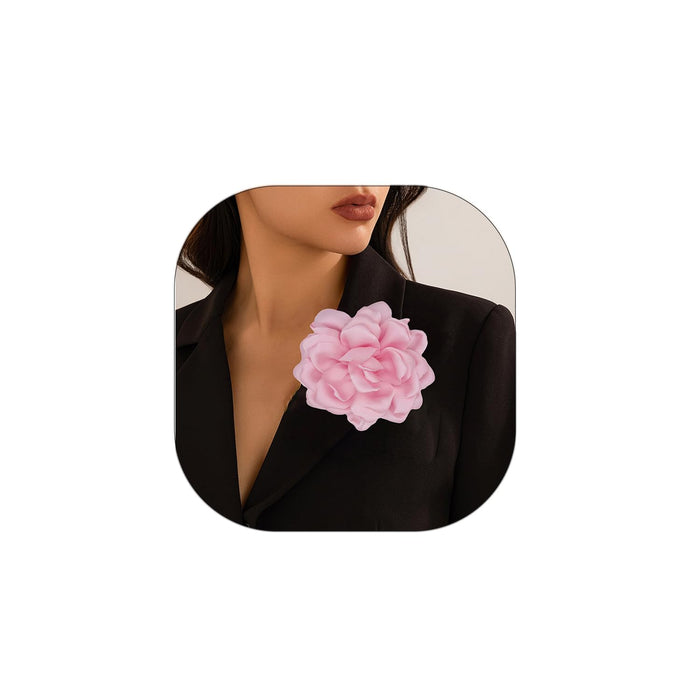 Large Flower Brooches Lapel Pins for Women Satin Fabric Brooches Big Camellia Flower Brooch Pins Wedding Part Dance Clothes Accessories Jewelry Gifts
