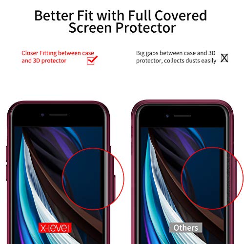 X-level iPhone SE 2022/2020 Case,iPhone 7/8 Case Ultra Thin Soft TPU Back Cover Phone Case Matte Finish Coating Grip Cover Compatible iPhone 7/8/SE 2020 /SE 3- WineRed