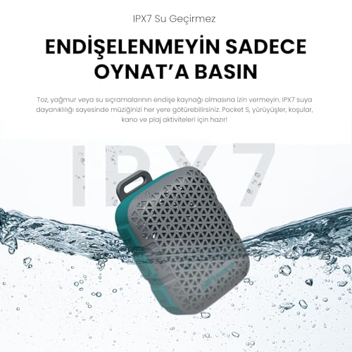 HiFuture Pocket S Mini Portable & Wearable Speaker, 8hrs Playtime, Premium Look, Magnetic Clip, IPX7 Waterproof, 77 Garm lightweight, Type-C charging - Black