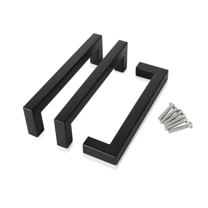 ELECDON 3Pack Black Square Cabinet Pull, ELECDON 5In Drawer Handle Stainless Steel Modern Hardware for Kitchen and Bathroom Cupboard Dresser Pulls
