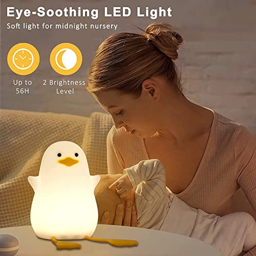 HAWAII Duck Night Light for Kids,Soft Silicone Rechargeable Night Lamp for Kids Room,Touch Control Dimming,Cute Portable Night Light,Gifts for Boys Girls