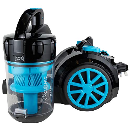 BLACK+DECKER Multi Cyclone Bagless Corded Vacuum Cleaner, 2000W, 2.5L Capacity, 6-Stage HEPA Filtration, Variable Speed, 289 Air Watts, Auto Cord Rewind, 5m Cable, Washable Filter, Blue - VM2080-B5
