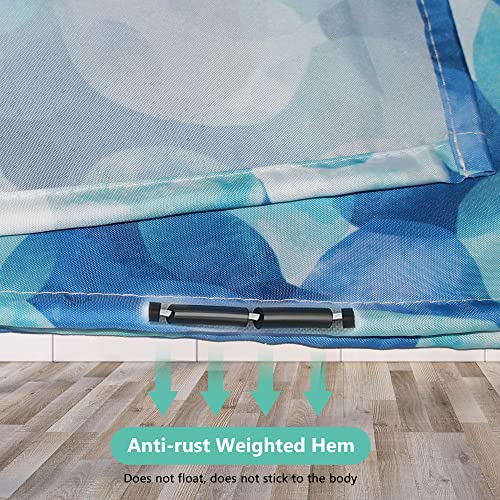 TRUSTLIFE Shower Curtain Waterproof Polyester Bathroom Curtains,180 x 200 cm Washable Bath Curtains, Quick-Drying, Weighted Hem Shower curtains for wet room, Shower Curtain with 12 Hooks - Blue