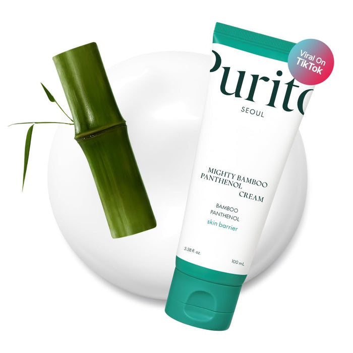 PURITO Mighty Bamboo Panthenol Cream, Glow Cream, Skin Barrier Repair, for All Skin Types, Daily Face Moisturizer, Glass skin, Vegan, Korean Skin Care 3.38fl.oz / 100ml