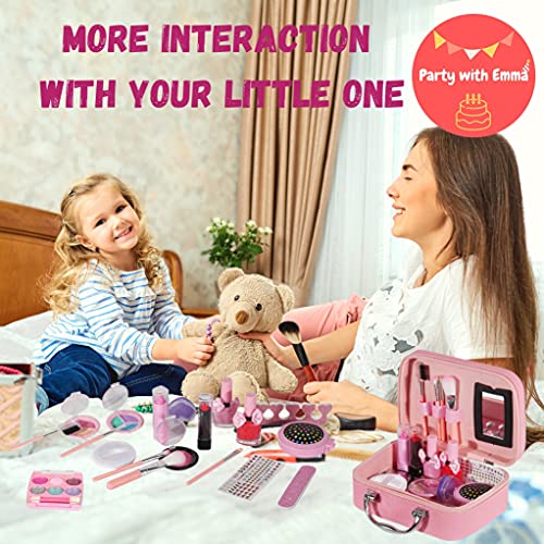Kids Makeup Kit for Girl Real Washable Kit for Little Girls Unicorn Mermaid Girls Makeup Set with Cute Princess Cosmetic Purse Pretend Play Toy Toys for Little Girl (Mermaid Box)