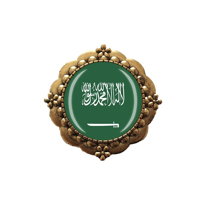 Wedare Souvenir 3D Saudi Arabia Flag Glass Crystal Brooch Metal Men Women Clothes Decoration Valentine's Day Birthday Gift