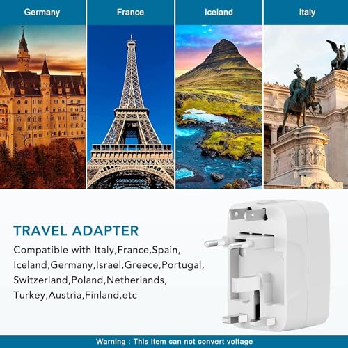 HEYMIX LIFE Universal Travel Adapter,Universal Travel Adapter USB C,World Travel Power Plug With USB,All In One Travel Plug Adapter For EU/US/UK/AU Compatible With iPhone/Samsung (White, PACK)