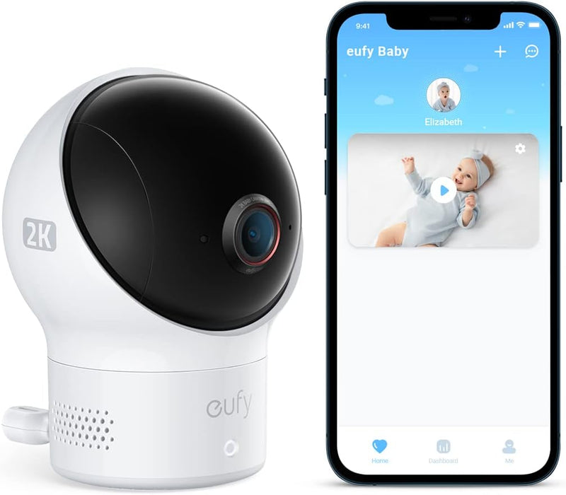 eufy Security Baby Wi-Fi Baby Monitor 2K with Noise Detection, Night Vision, Room Temperature Detection, Camera, Easy Setup, User-Friendly App, Requires 2.4GHz Wi-Fi
