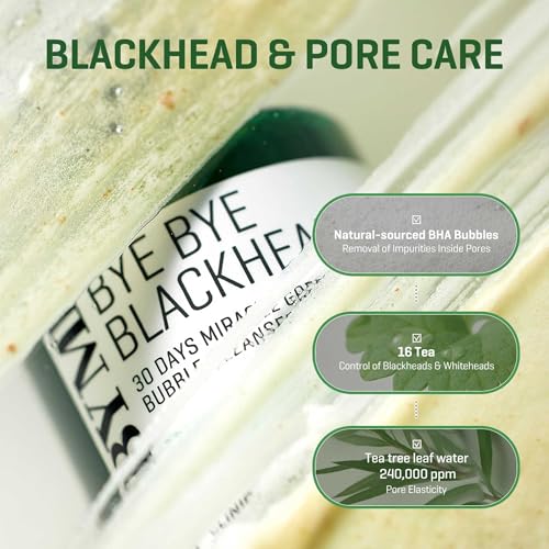 Some By Mi Bye Bye Blackhead 30 Days Miracle Green Tea Tox Bubble Cleanser | 120G | Korean Face Wash For Removing Blackhead | Daily Pore Minimizer For Face Skin Texture
