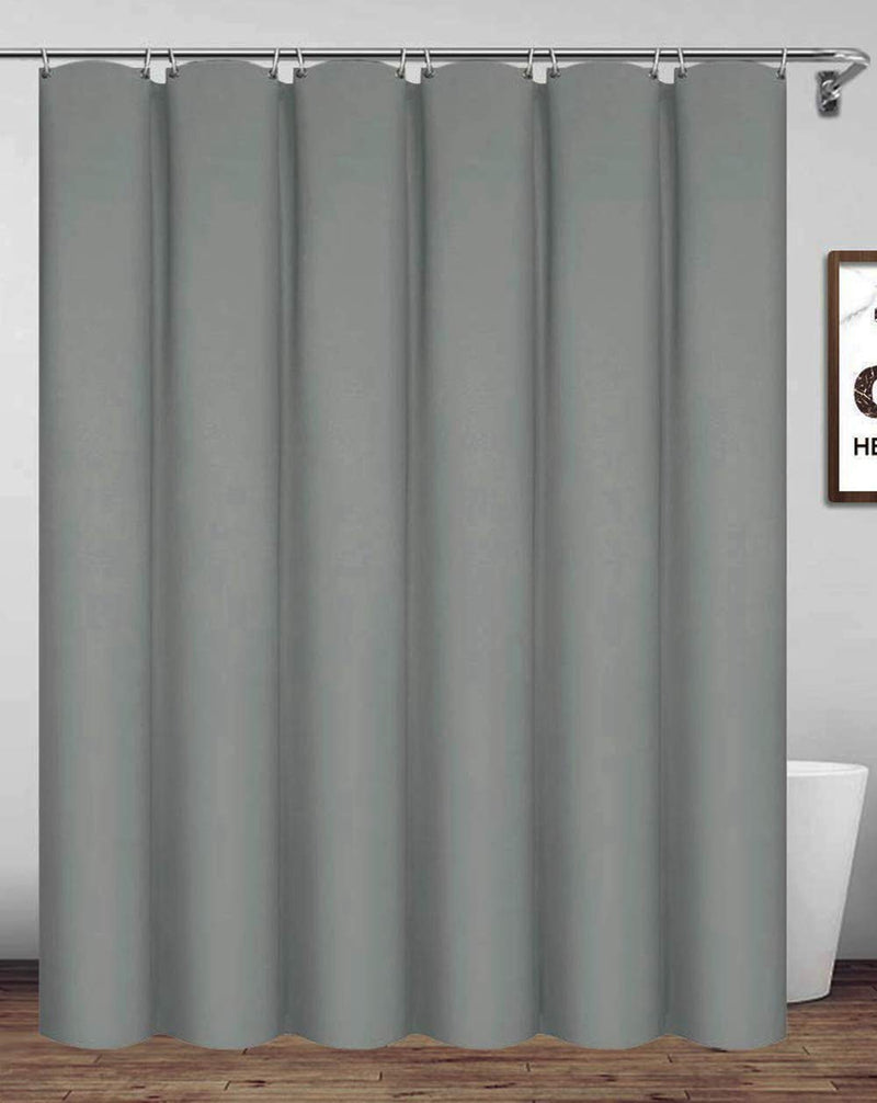 Homehold 180x220cm Gray Shower Curtain With Hooks, Extra Long Polyester Waterproof Bathroom Curtain