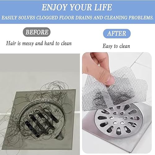 100 Pack 4" X 4" Disposable Shower Drain Cover Hair Catcher, Square Shower Drain Mesh Sticker, Bathroom,Bathtub, Kitchen,Laundry, Sink, for Human & Pet (100 PCS)