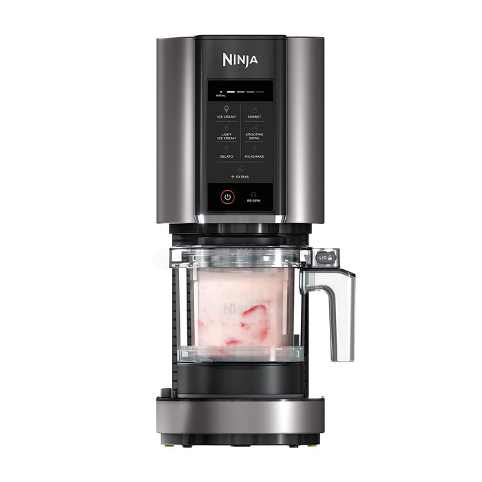 Ninja CREAMi Ice Cream Maker & Dessert Machine with 3 Containers, 7 Programmes, Making Ice Cream, Gelato, Sorbet, Smoothie Bowls, Milkshakes and More, Black/Silver, 1.4 L Ice Cream Capacity, NC300EU