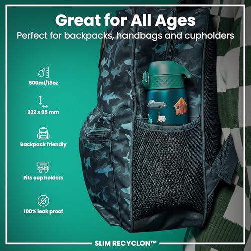 ion8 Trinkflasche, 500 ml, Auslaufsicher, Einhand?ffnung, Sichere Verriegelung, Sp?lmaschinenfest, BPA-frei, Tragegriff, Klappdeckel, Leicht zu Reinigen, Klimaneutral, Automobil-Design