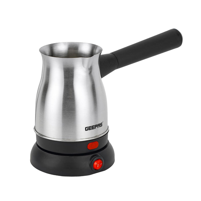 Geepas Electric Turkish Coffee Maker, Stainless Steel, GK38050 | 0.8L Capacity | 360-Degree Rotation | Non-Automatic Cut Off | Coffee Kettle for Home Office | Food Grade and Safe to Drink