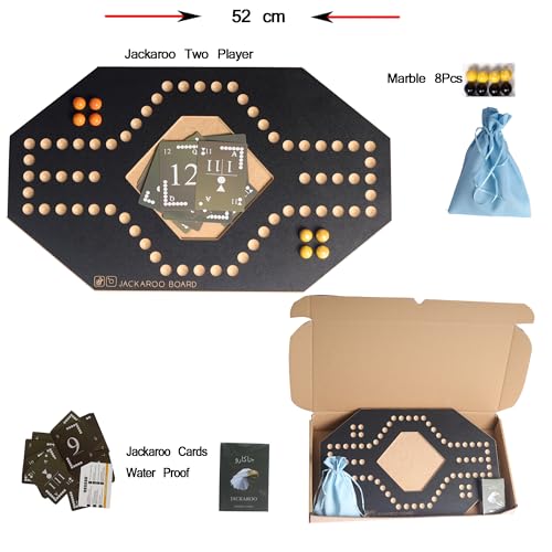 Jackaroo Board 2 Player, Black Texture, marbles, Jackaroo cards