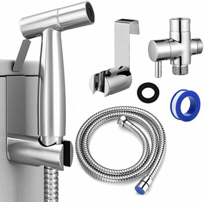 BIGTHREE Handheld Toilet Bidet Sprayer, Stainless Steel Jet Sprayers kit, Bathroom Bidet with Adjustable Water Pressure, Easy to Install Bidet Faucet Sprayer for Baby Cloth Diaper Cleaning