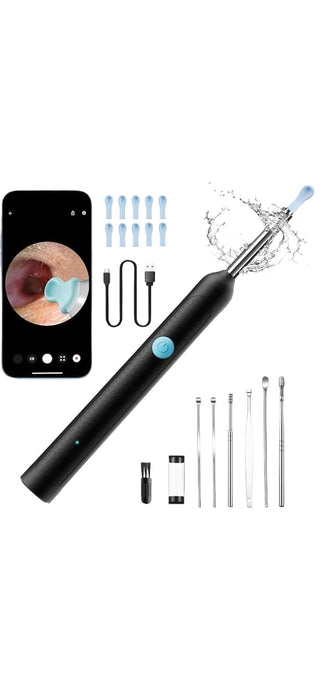 SEA5A® Ear Wax Remover Cleaner Ear Wax Removal Tool With HD CAM, Scope and 6 LED Lights, Ear Cleaner, Ear Wax Cleaning Kit - Earwax Remover Tool with 8 Spoon, For Android And IPHONE.