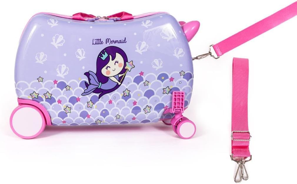 MILK&MOO Rideable Kids Suitcase Little Mermaid, Fun and Safe, Durable, Spacious, and Ergonomic Design, Enjoyable Journeys with 360-Degree Swivel Wheels,Suitable for Children Aged 2-6 Years – image 5