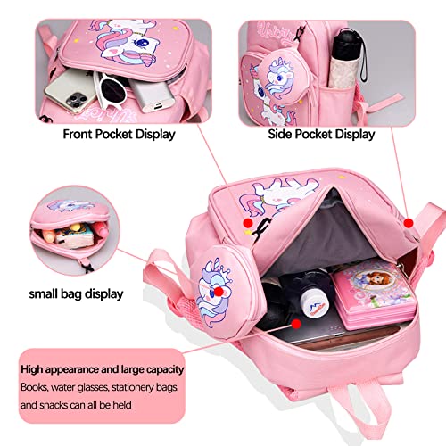 HYGEIAN Toddler Backpack Cute Cartoon Schoolbag Lightweight Bookbags Daypack School Backpack with Adujustable Strap Small Preschool School Bag with Coin Pocket for Girls Boys (Pink), One Size
