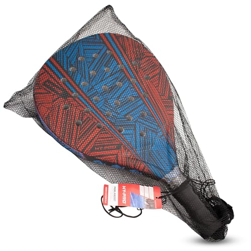Hy-Pro Padel Racket, Red and Blue Design, Lightweight ABS Foam Construction, with Wrist Strap