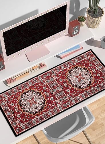 Homarket Mouse Pad Persian, Extended Mat Mousepad Desk Pad Non-Slip Rubber Base Stitched Edge Flower Keyboard Pad Playmat for Computer (Tpye-B, 80L x 30W cm)
