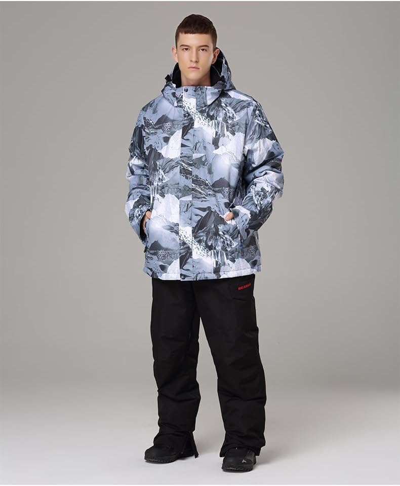 HOTIAN Men's Ski Jacket and Pants Set Snowboard Suit Waterproof SOutdoor Winter Snow Jackets Windproof Mountain Snowsuit