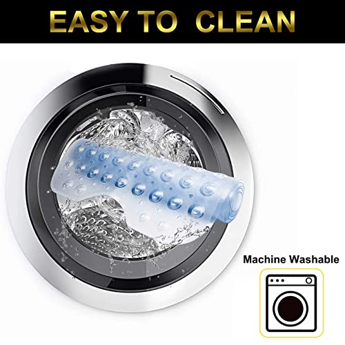 ikeoat Bathtub Mats for Shower Tub, Extra Long Non-Slip Bath Tub Mat with Suction Cups and Drain Holes, 100x40cm Shower Mat for Bathroom Washable, Clear