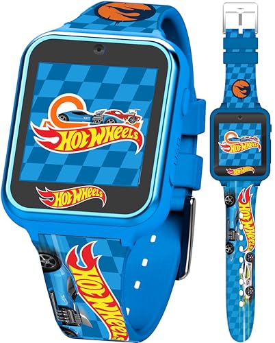 Hot Wheels Interactive Kids Smartwatch – Touchscreen Watch with Camera, Games, Voice Recorder, Step Tracker, Alarm & Timer – Racing-Inspired Design, USB Rechargeable – Fits Wrists 5.5" to 8", Blue