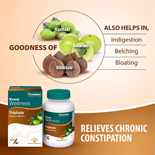 Himalaya Herbals Triphala, Gut Detox, Colon Cleanser, Supports Digestion, Relieves Constipation, Herbal Veggie Capsule