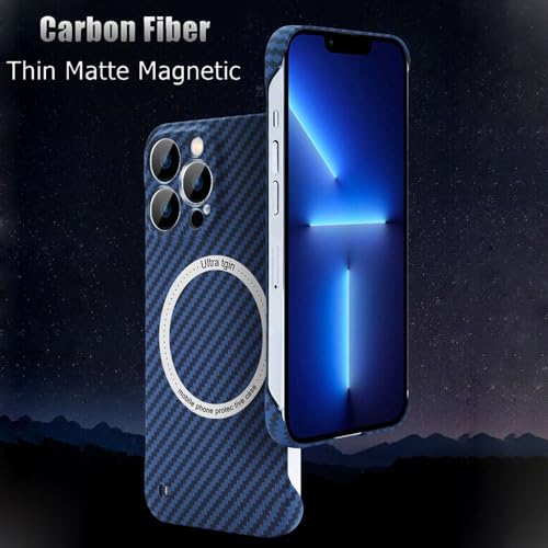 Merlin Magnetic Case for iPhone 15 Pro Max Compatible with Magsafe, Ultra Thin Slim Shockproof Carbon Fiber Texture Plastic Hard Back Phone Case Cover (iPhone 15 Pro Max, Black)