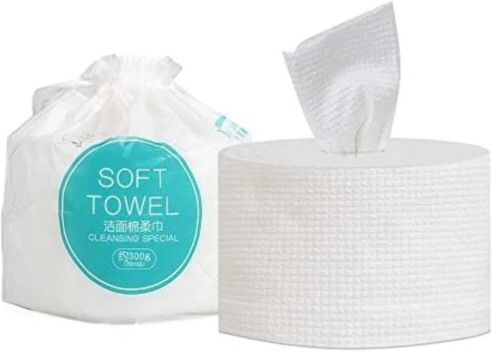 KASTWAVE Disposable Face Towel for Dry and Wet Use, 100% Cotton Facial Tissue, Ultra Thicked Facial Cleansing Towels, Multi-Purpose Dry Wipes for Makeup Removing, Sensitive | Baby Skincare