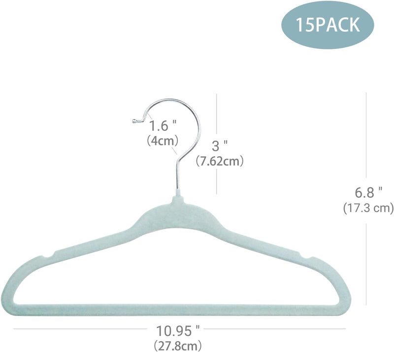 ManGotree Baby Velvet Hangers, Infant and Toddler Hangers, Non-Slip Children Hangers, Ultra-Slim Space Saving Kids Hangers, Sturdy Clothes Hangers 15 Pack (White)
