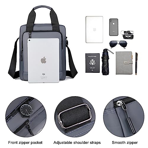 iCozzier Travel Shoulder Bag for Men Large Capacity Crossbody Bag Pouch with Long Strap Messenger Bag for Travel Work Bussiness(Grey)