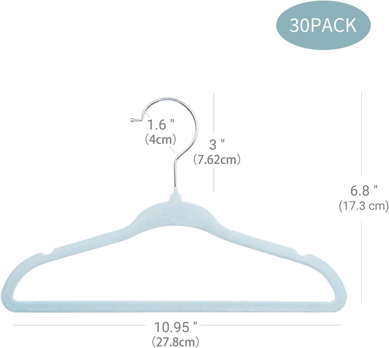 ManGotree 30 Pack 11inch Baby Clothes Hangers, Velvet Kids Toddlers Coat Hangers with Ultra Thin & Non-Slip Design (Beige)