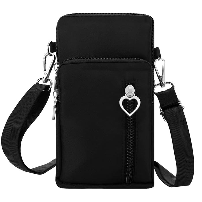 BIGTHREE Crossbody Bags for Women, Women Crossbody Phone Bag Waterproof Nylon Crossbody Shoulder Bag, with 3 Zipper Pockets and Adjustable Strap