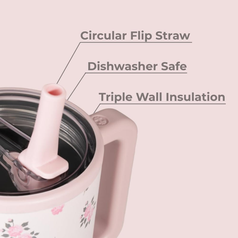 HydroJug Traveler - Modern 40 oz Tumbler with Handle & Simple Flip Straw - Car Cup Holder Friendly, Leak Resistant Water Bottle-Reusable Insulated Stainless Steel & Rubber Base - Gifts for Women & Men