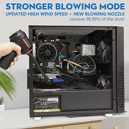 3-in-1 Computer Vacuum, Compressed Air Duster Blower, Portable Handheld Vacuum Cleaner Cordless, Rechargeable car Hoover, Mini Keyboard Cleaner Kit, Electric Spray air can for PC, Laptop, Electronics